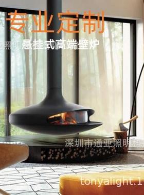 定制酒壁店精民宿度假村悬挂火炉电子真燃木78222酒悬空壁炉取暖