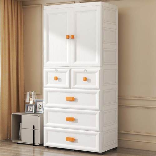 简易儿童衣柜用卧家室衣HXJ现代简约挂挂收纳柜塑料开门宝宝婴儿