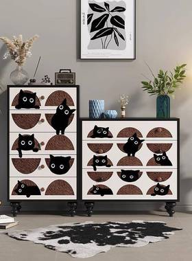 复古风三斗柜简约客厅户玄柜GYL04063实木储物边卧室入柜设关计师