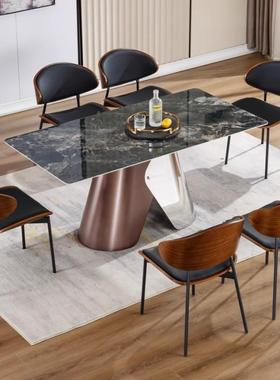 岩板缩餐伸家小户型用现代简约53470折叠餐桌可伸缩圆桌形餐桌椅