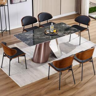 岩板缩餐伸家小户型用现代简约53470折叠餐桌可伸缩圆桌形餐桌椅