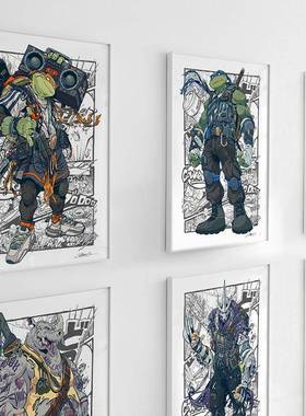 画忍IJA者神龟挂玩具卡通版画游乐店园装饰画工室儿童房卧作室墙