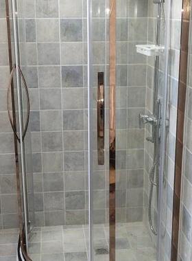 石型生间14027卫户型不锈折叠干湿钢小分离淋浴钻房弧扇形地浴屏