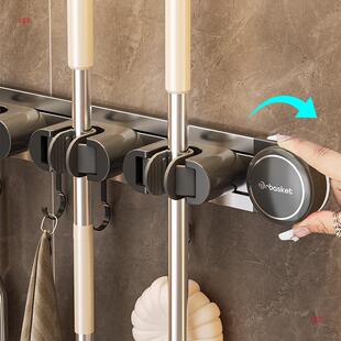 吸盘拖CZR壁挂夹免打把孔挂钩挂卫生间浴室置物固定架把收扫纳架