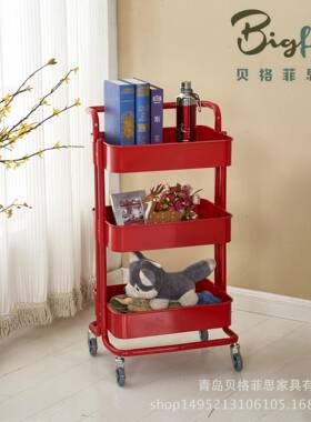 贝思格菲直销客厅ILJ厨房三手收纳层置物架带把多功能手推车