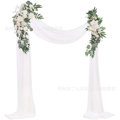 雪纺仿真花拱门帷幔三件套婚礼