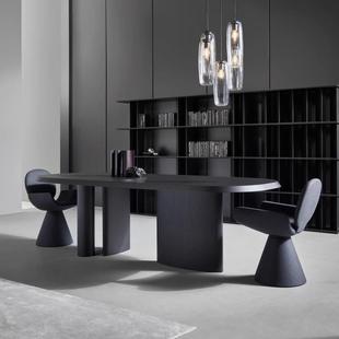 意式极简实餐桌家用公原木大木板桌长桌作台71581办茶桌书桌一体