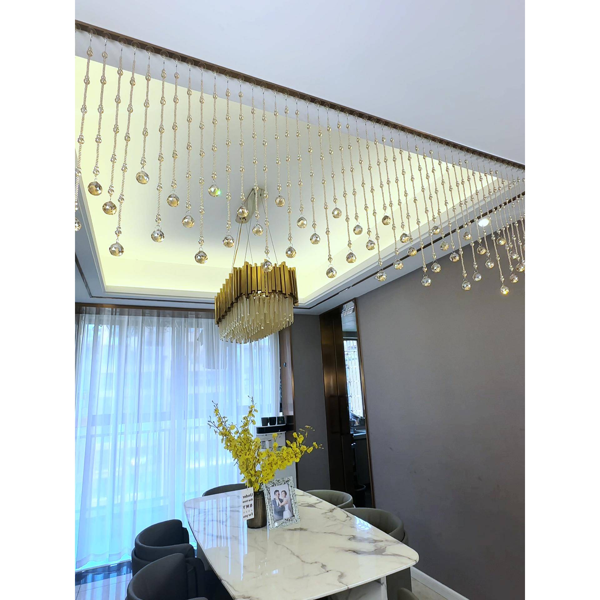 生水晶珠客玄关厅隔断帘餐厅帘卧室门帘卫间装饰挂帘子新款免ESZ6