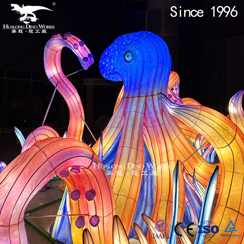2025年彩灯新品章鱼八爪鱼纯手工工艺夜游灯光秀不夜城户外美陈