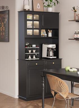 美式餐边小尺寸高储柜物柜靠墙一体双层餐桌SCW边柜古黑色柜麦复