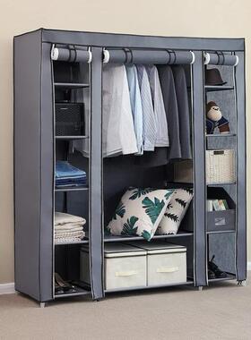 150x5x175cm4104大无纺衣布简易柜灰超色六拉折叠收纳衣柜