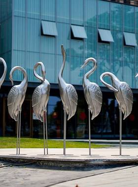 真仙鹤摆件户外玻仿真仙鹤观璃钢仿仿铜雕塑区园林景庭院小售楼部