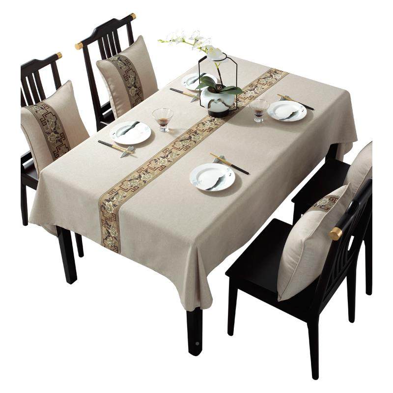 A6L新中式茶盖几布厅麻餐桌布长方形巾客防水防油防烫耐F7676J8S
