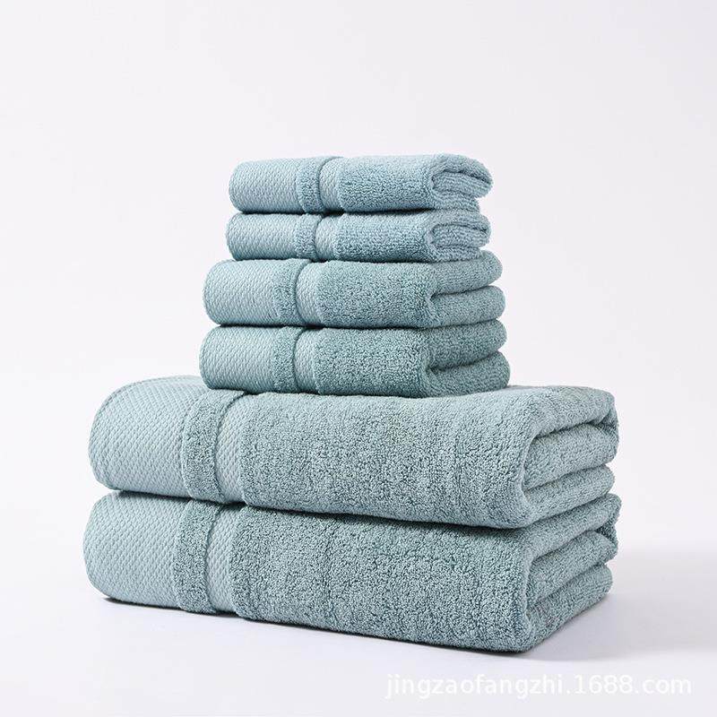 棉纯毛巾浴巾方巾六铂金缎六件套装全棉成加人毛巾厚吸水