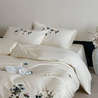 高端纯色巾绣10000000支长绒棉四件套优质床上用品纯单棉毛四0季