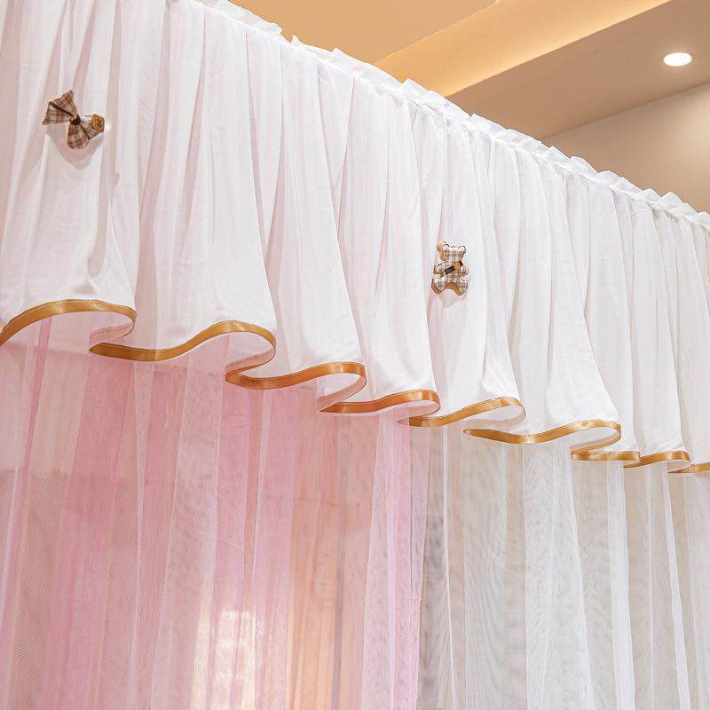 202式5新宫廷风蚊XN帐用卧室三开门全罩双层家纱落地加款粗支架