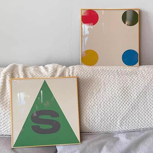 板现代抽象艺术饰画波普风设装计抽象色块师寓样间公挂画几何色块