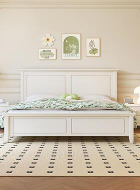 轻奢美式简实木床卧1米8双人大床现约1米5代白色公主床主2025CGB