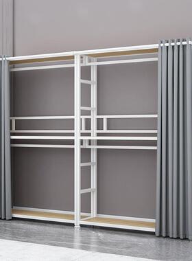 挂简衣架衣帽架卧组合转QXE角衣橱室厚加粗多功能易加组装金属衣