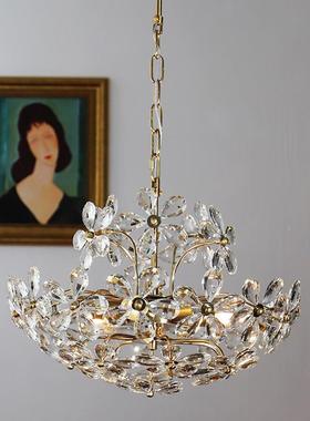 轻奢花水16689晶花吊灯法式园田美式复古顶主吸朵灯具花瓣客厅卧