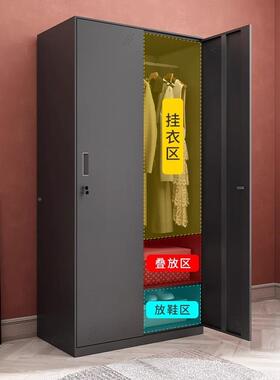 黑色衣柜员身工宿更舍铁皮储物柜带室锁加厚收纳柜健房KMG更衣换