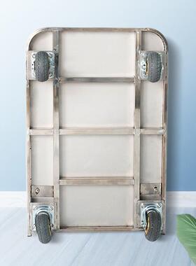 加厚不钢锈钢板手推车平折45053板拖车用叠搬运车超市拉货车家工