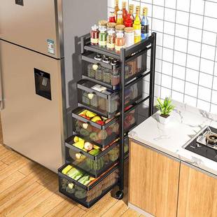 厨房蔬菜置物架落收地多层抽拉式 蔬果篮多功纳能家1用夹缝储物架