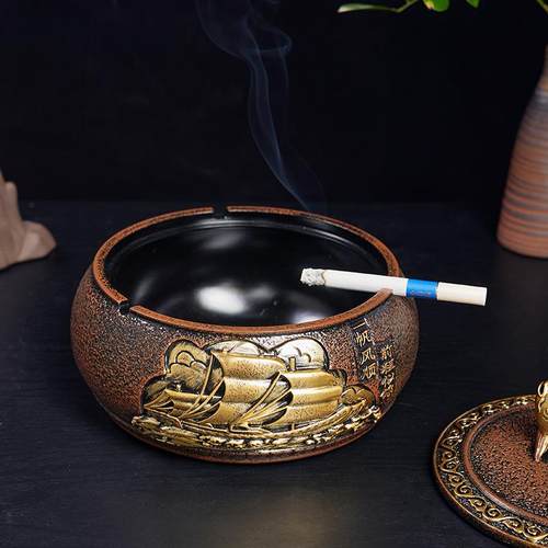 203新款前939摆程似桌锦大号烟灰缸带盖办公室面2商务件家居简约