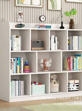 *白色简约置21181落地*儿童书架置物架柜实矮木书柜家用储物柜客