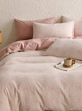 A类三层纱纯棉四件套笠KBNA类全1被00全棉单床套简约春季床款床上