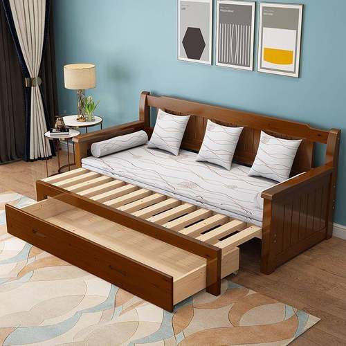 实木沙发床坐卧两能用小户型功多1.5可折拉叠推客厅卧室1.2米WOD1