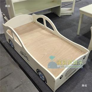 白色式 床儿欧童床幼儿园床宝色宝544单人床亲子园儿童午休浅灰乳