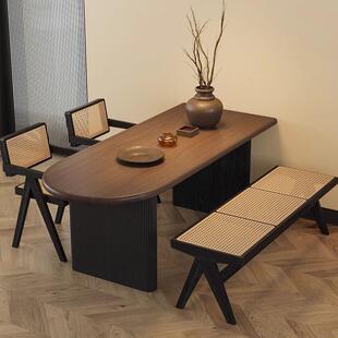 法桌式轻奢中饭古实木半圆餐桌规格齐全餐桌椅岛组合小户型靠墙台