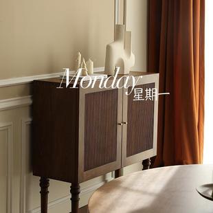 法式 酒柜茶 复古实木n21水餐柜户型客厅高脚柜中古风玄小关柜法式