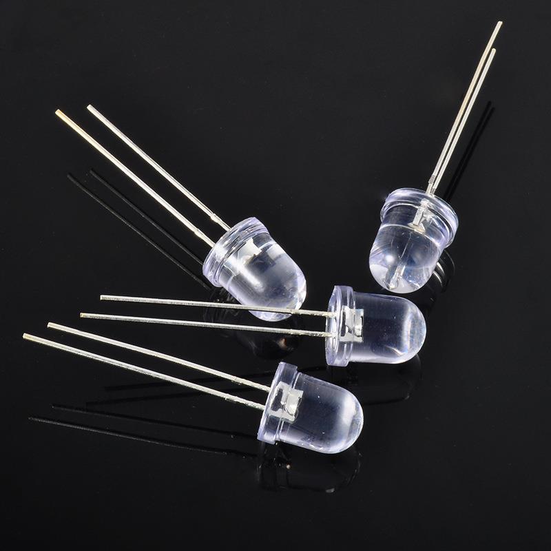 超8白mm圆头白光白色白灯8mm光长脚白发白色高亮led直8mm圆头f插