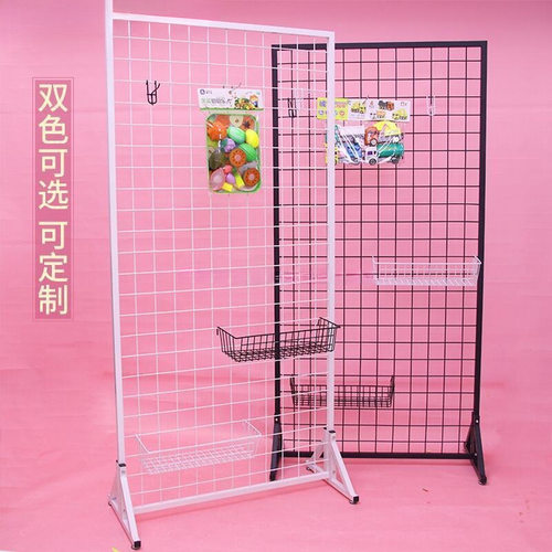 铁丝网格货架落地铁艺网片网架展会超市双面展示架地摊收纳置物架