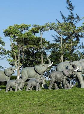 仿玻真大象雕1990-199塑户落地璃钢动物型园林景观公园房地外产庭