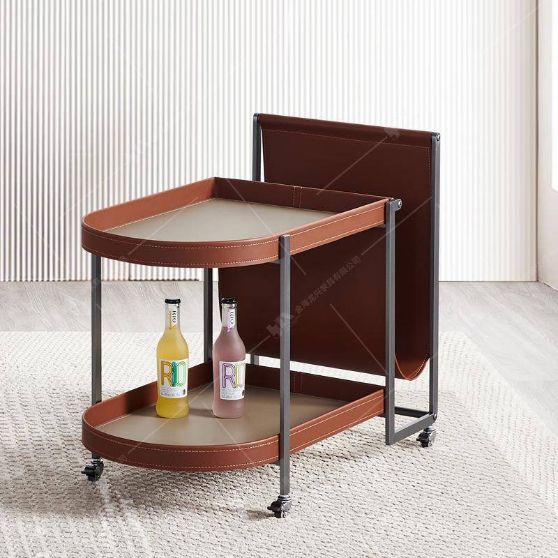 轻奢马鞍皮沙发边几客厅车阳台014可移推动置物架设计感户型茶小