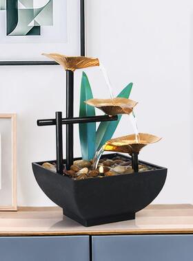 现代高无简环小型流水装饰品办公室桌面开循业生财客厅档约景观摆