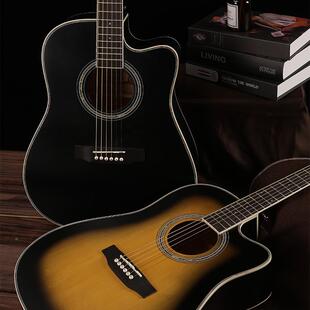 41寸电箱吉他QE成人乐器民谣吉他guitar初学者全吉椴木jita工41C