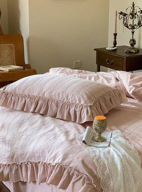 胭脂诛法式浪漫60棉支水洗长绒棉四件套提套花76463全温柔复｜古