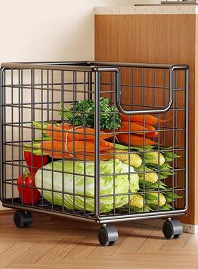 厨房蔬菜置物架移动小推车卧室可收纳篮浴室玩脏衣具xJd7PXTX折叠