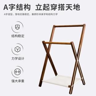 实木落地挂架家用卧室小型多功衣衣帽简E272易客架厅收纳架置物能