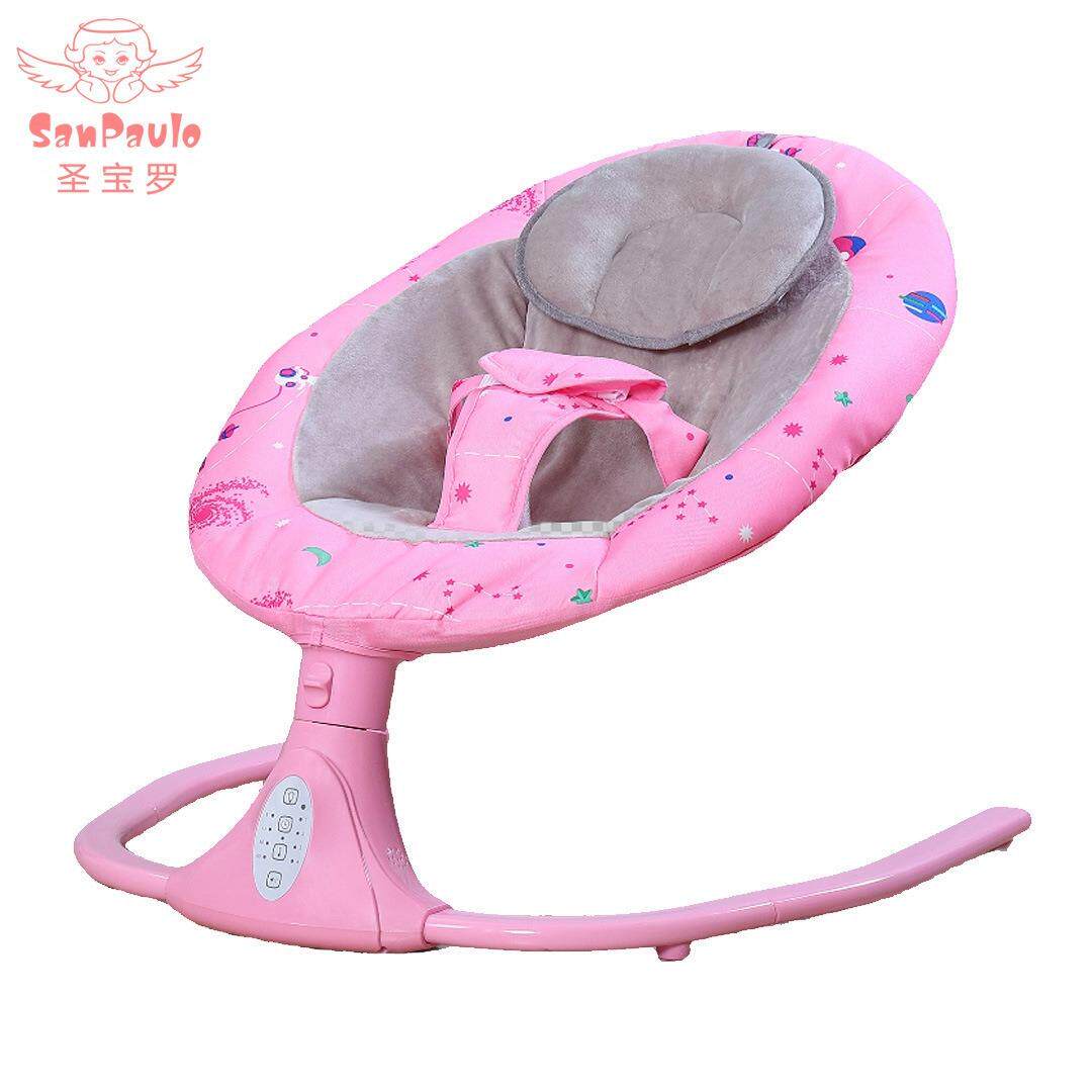现智能504动婴儿摇椅粉红宝色货宝摇篮安电抚哄睡摇摇床