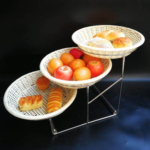 尚创意F757SS7H三层面点心水果篮带盖自助水果盘多层时包食餐物展