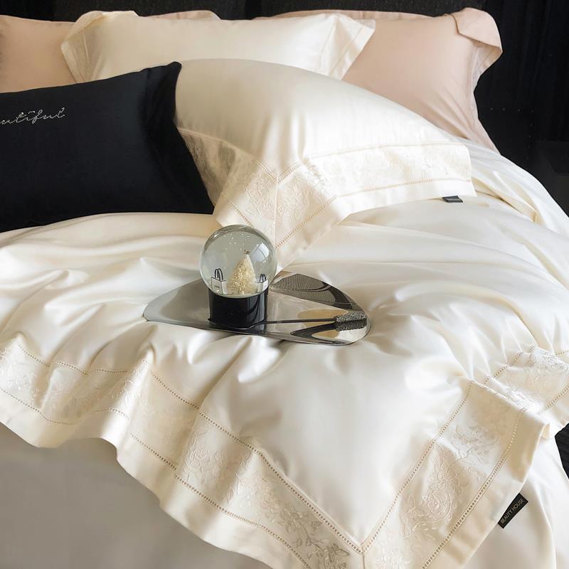 轻奢简约100风支长绒棉件套全棉ML698肤贡缎极简春夏纯色亲裸睡四