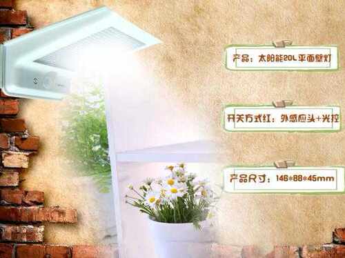 太阳能人体感应20-LED户外壁灯