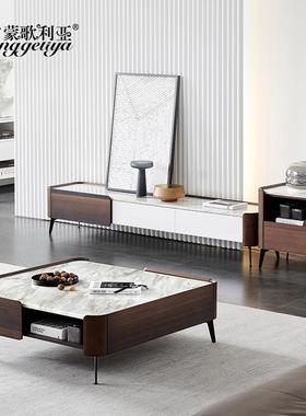 r^茶几客0PAJ252新款厅家用极方形大理石意式简岩板轻奢