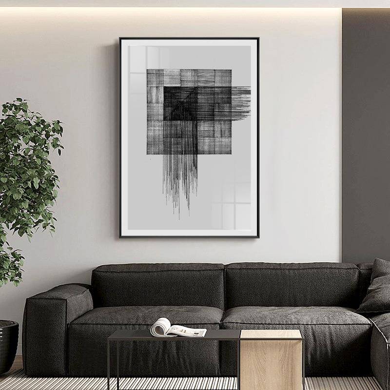 地线抽若隐154若现现代象客厅装饰画简约大幅条沙发落画玄关挂画