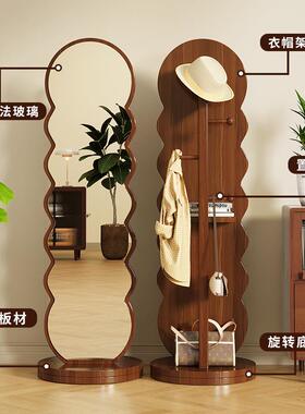 旋转衣镜全式身落地镜家用穿卧NLB室可移动立试衣子镜带挂衣帽架